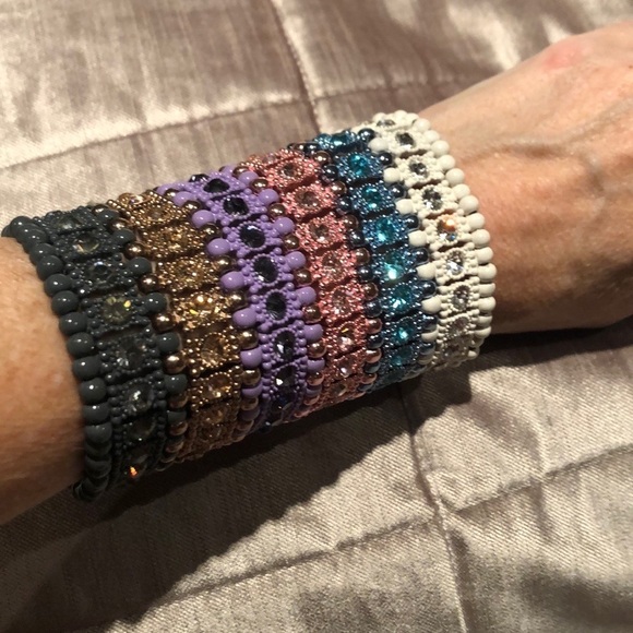 Zigzag  Style Trendy Chevron Gem Statement Cuff Bracelet - Picture 2 of 10